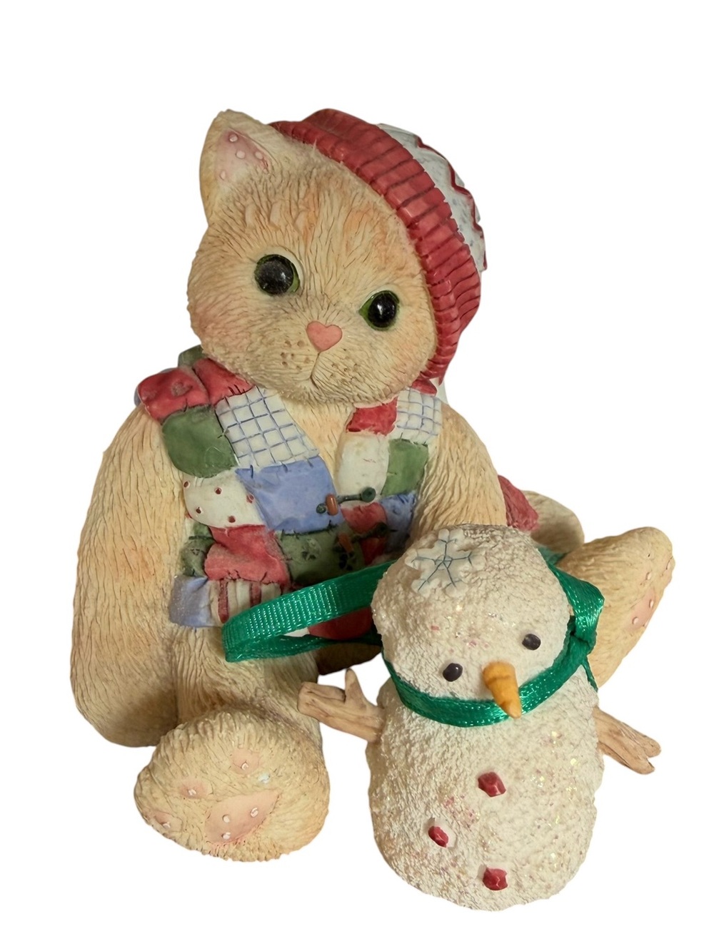 VTG 98 Calico Kittens Enesco Christmas Cat Snowman Figurine Priscilla Hillman